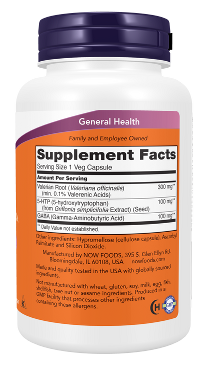 NOW Supplements, Sleep with Valerian Root plus GABA, 90 Veg Caps