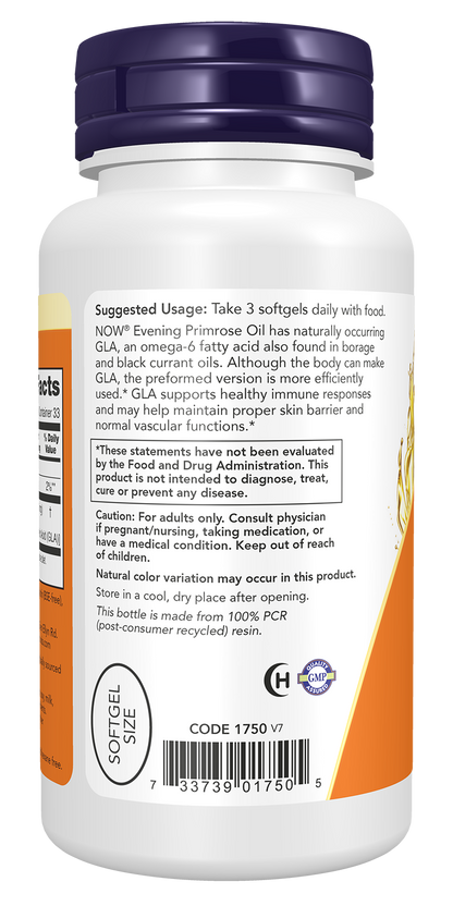NOW Supplements, Evening Primrose Oil 500 mg with GLA, 100 Softgels