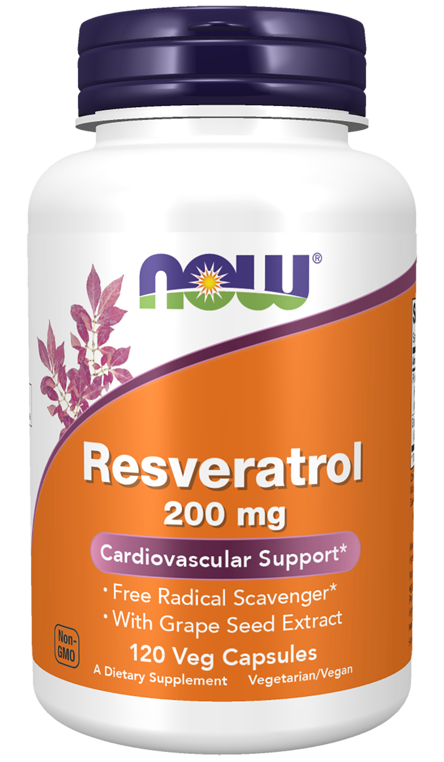 NOW Supplements, Resveratrol 200 mg, Grape Seed Extract, 120 Veg Caps
