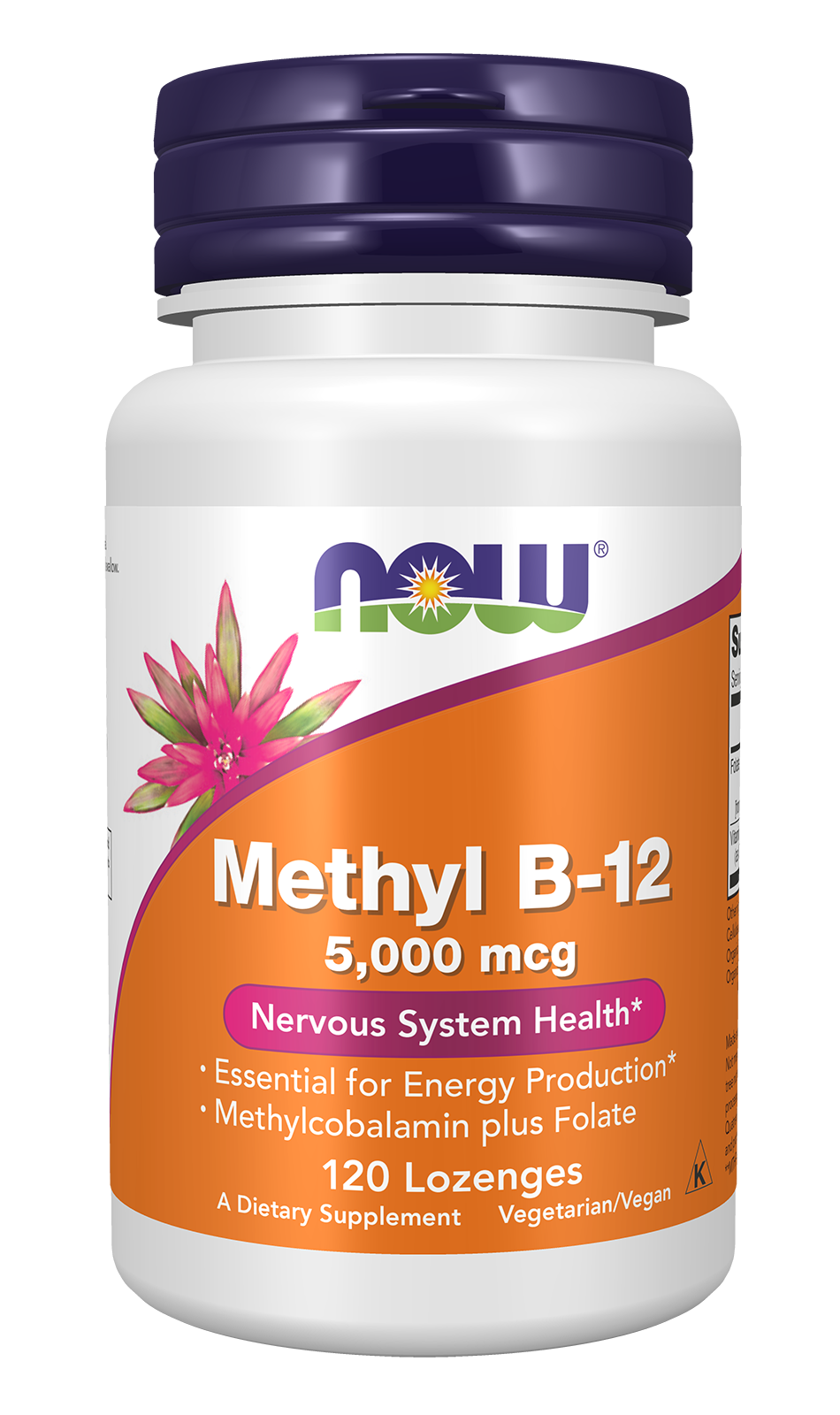 NOW Supplements, Methyl B-12 5000 mcg, Nervous System Health*, 120 Lozenges