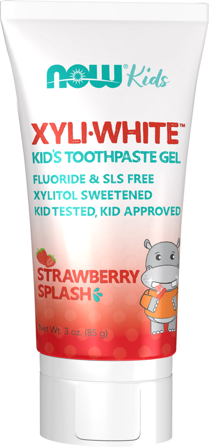 NOW Solutions, Xyliwhite™ Toothpaste Gel for Kids, Strawberry Splash Flavor, Kid Approved! 3-Ounce, packaging may vary