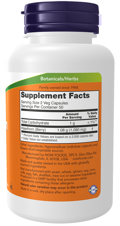 NOW Supplements, Hawthorn Berry 540 mg, 100 Veg Caps
