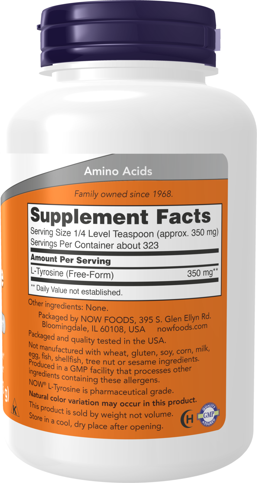 NOW Supplements, L-Tyrosine Powder, Free-Form, Amino Acid, 4 oz