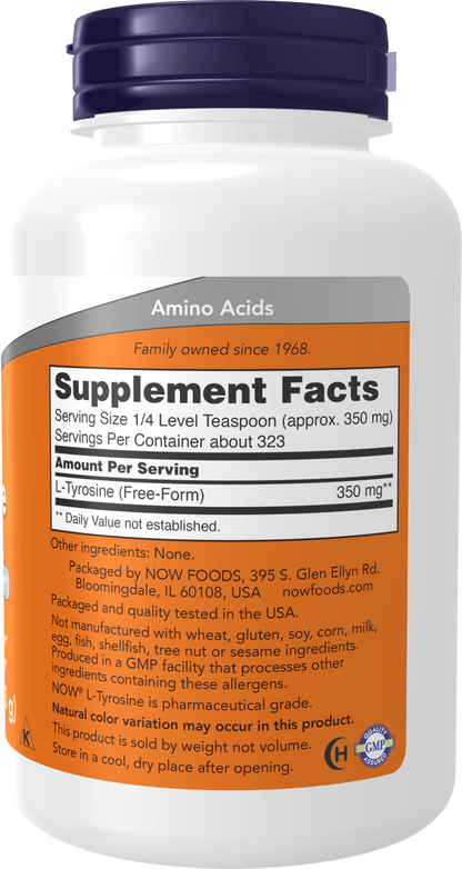 NOW Supplements, L-Tyrosine Powder, Free-Form, Amino Acid, 4 oz