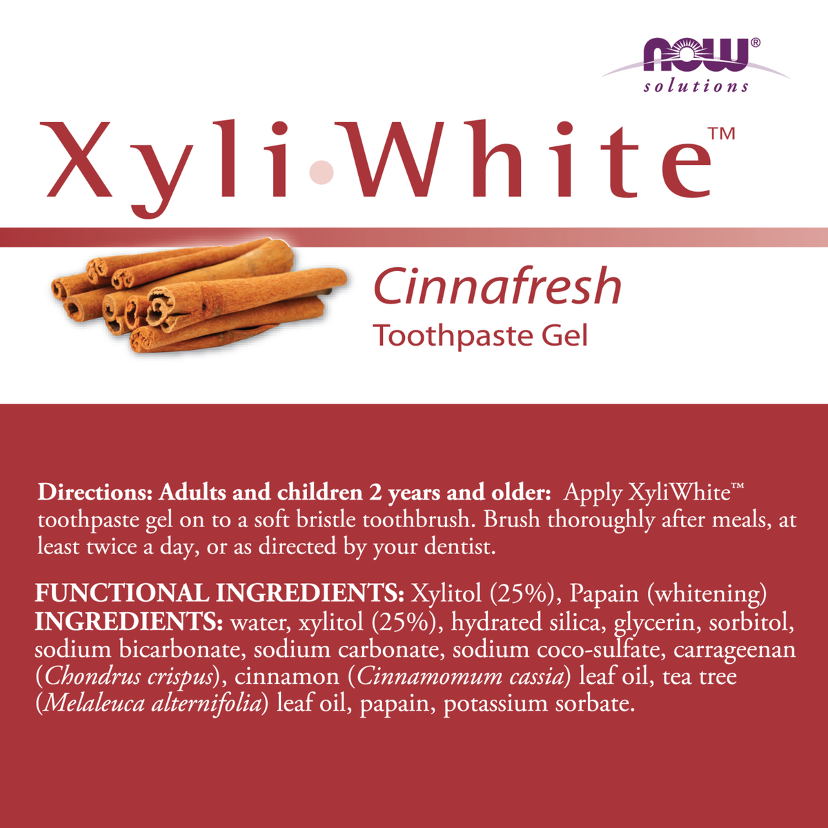 NOW Solutions, Xyliwhite™ Toothpaste Gel, Cinnafresh  Flavor, 6.4 oz