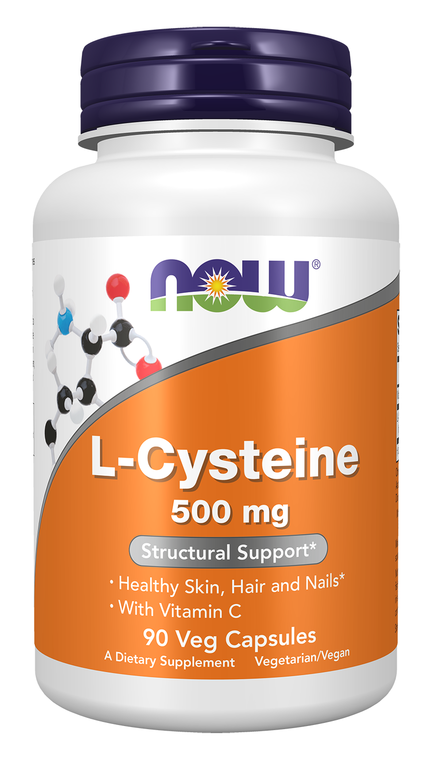 NOW Supplements, L-Cysteine 500 mg, Skin, Hair, and Nails*, 90 Veg Caps