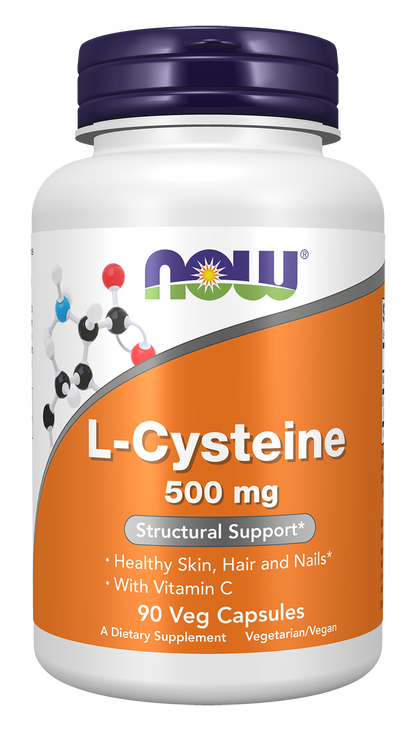NOW Supplements, L-Cysteine 500 mg, Skin, Hair, and Nails*, 90 Veg Caps