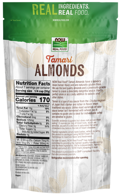 NOW Foods, Tamari Almonds, Flavor Sensations, Savory Tamari Flavor, 7 oz
