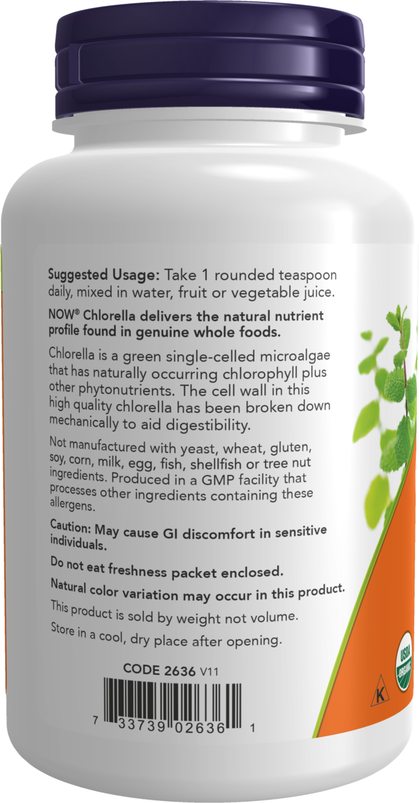 NOW Supplements, Organic Chlorella Powder, 4 oz