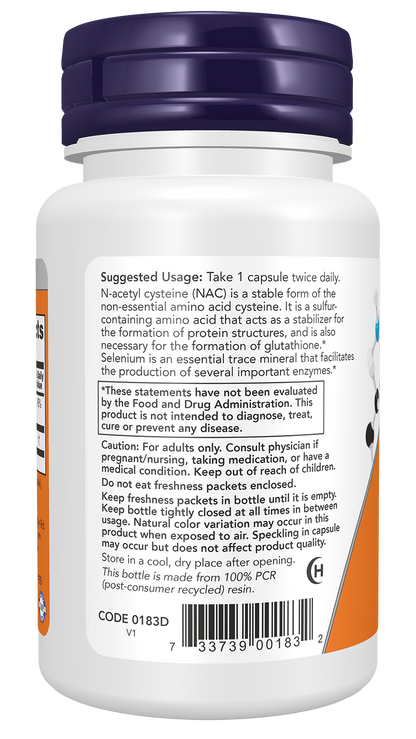 NOW Supplements, NAC (N-Acetyl Cysteine) 600 mg with Selenium 30 Capsules