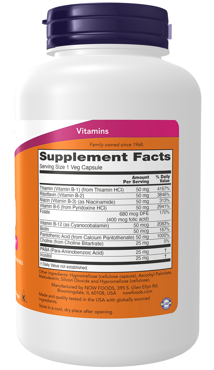 NOW Supplements, Vitamin B-50 mg, Nervous System Health*, 250 Veg Caps