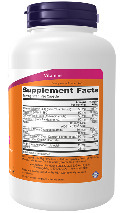 NOW Supplements, Vitamin B-50 mg, Nervous System Health*, 250 Veg Caps