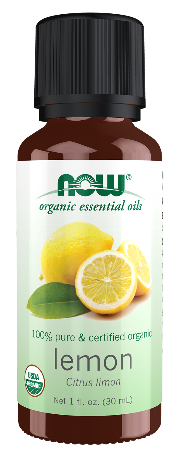 NOW Essential Oils, Organic Lemon Oil, Cold Pressed, Undiluted, 1 fl. oz