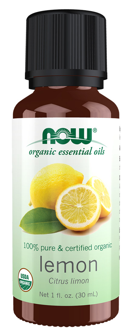 NOW Essential Oils, Organic Lemon Oil, Cold Pressed, Undiluted, 1 fl. oz