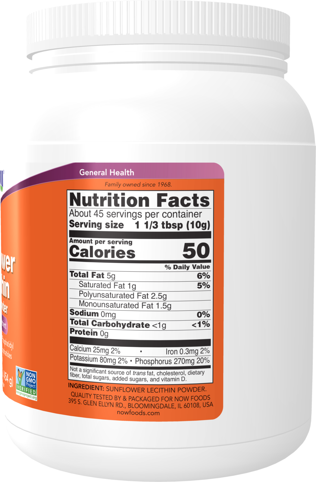 NOW Supplements, Sunflower Lecithin Phosphatidyl Choline, Powder, 1-lb
