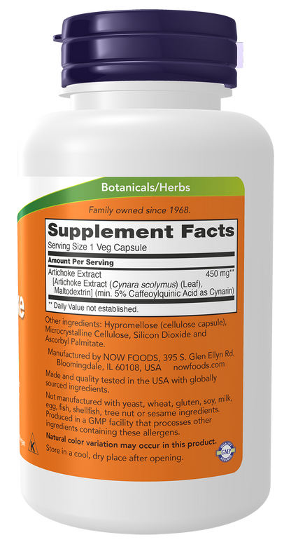 NOW Supplements, Artichoke Extract (Std. 5% Cynarin), 90 Veg Caps