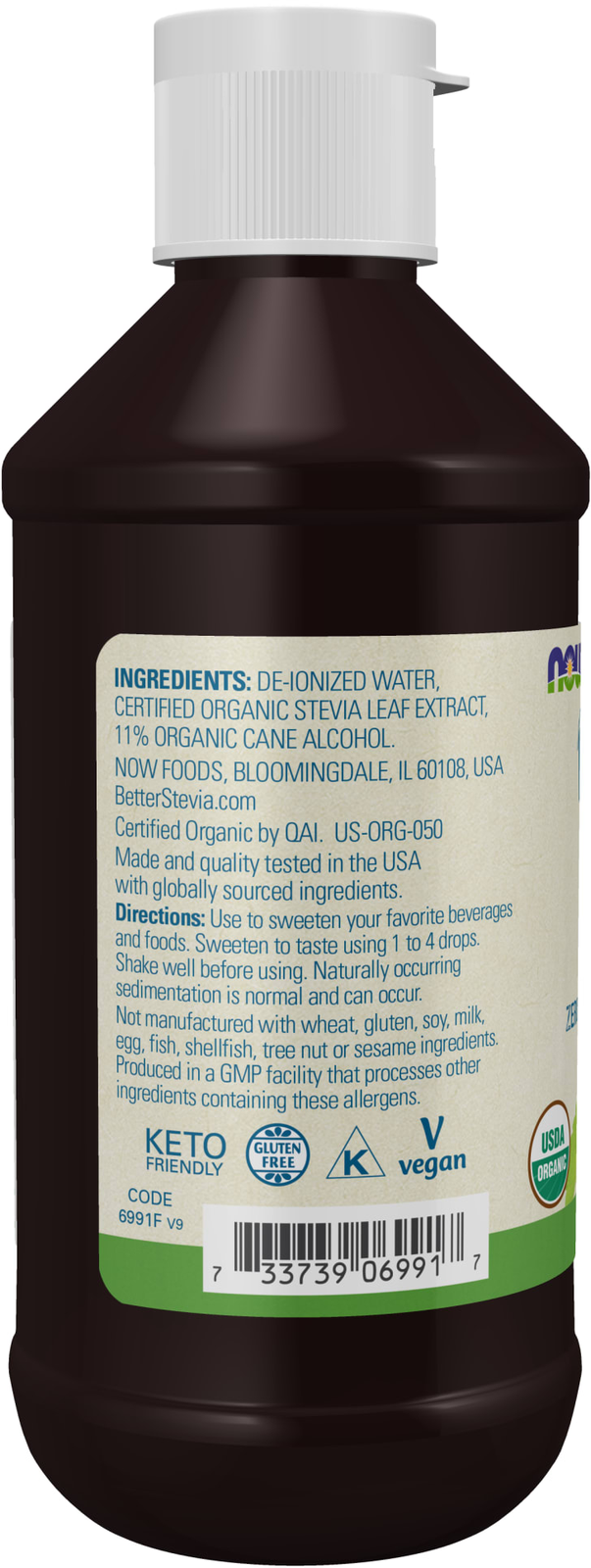 NOW BetterStevia® Organic Zero-Calorie Liquid Sweetener, 8 fl. oz.