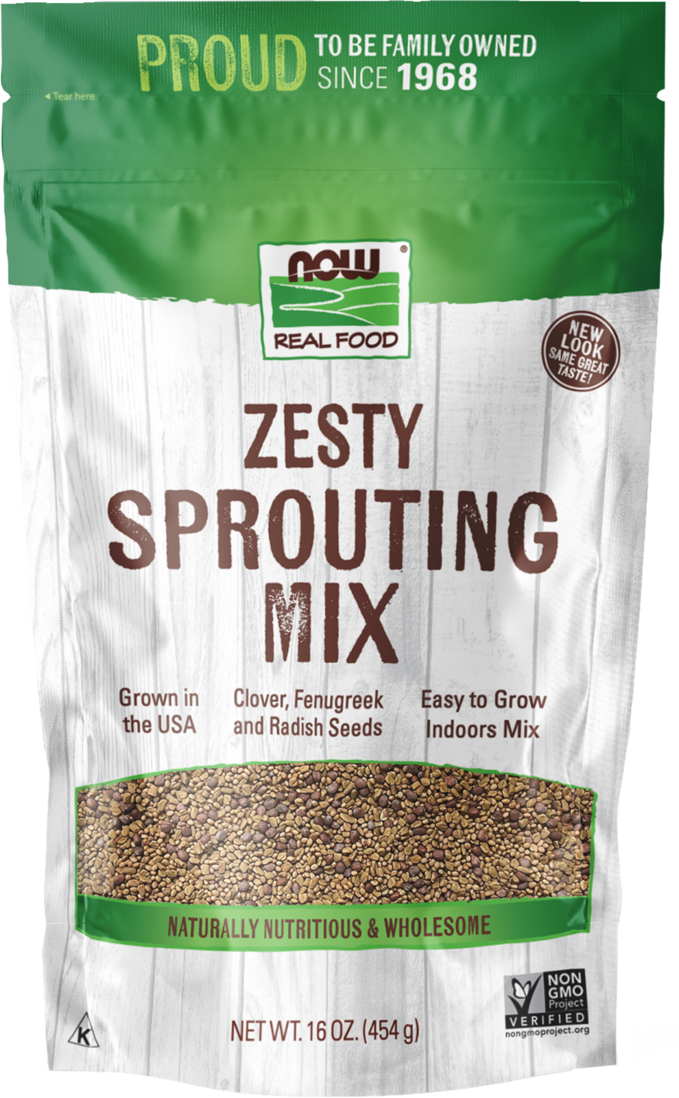 NOW Foods, Zesty Sprouting Mix, Clover, Fenugreek and Radish Seeds, 16 oz