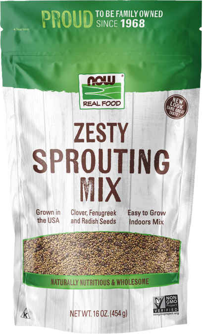 NOW Foods, Zesty Sprouting Mix, Clover, Fenugreek and Radish Seeds, 16 oz