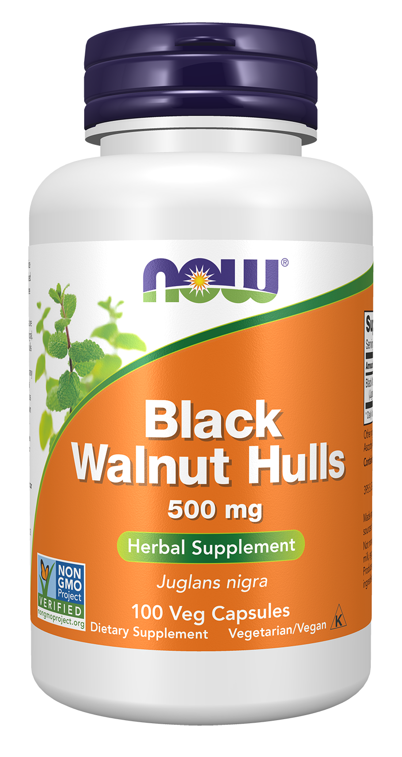 NOW Supplements, Black Walnut Hulls 500 mg, Herbal Supplement, 100 Veg Caps
