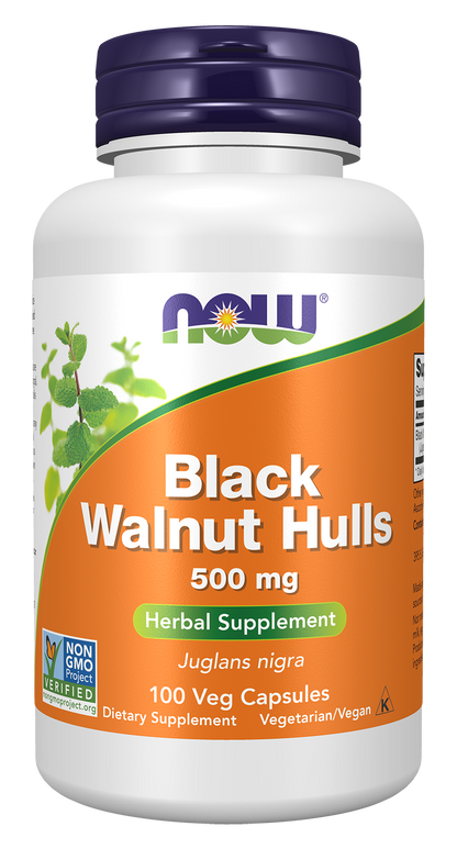 NOW Supplements, Black Walnut Hulls 500 mg, Herbal Supplement, 100 Veg Caps