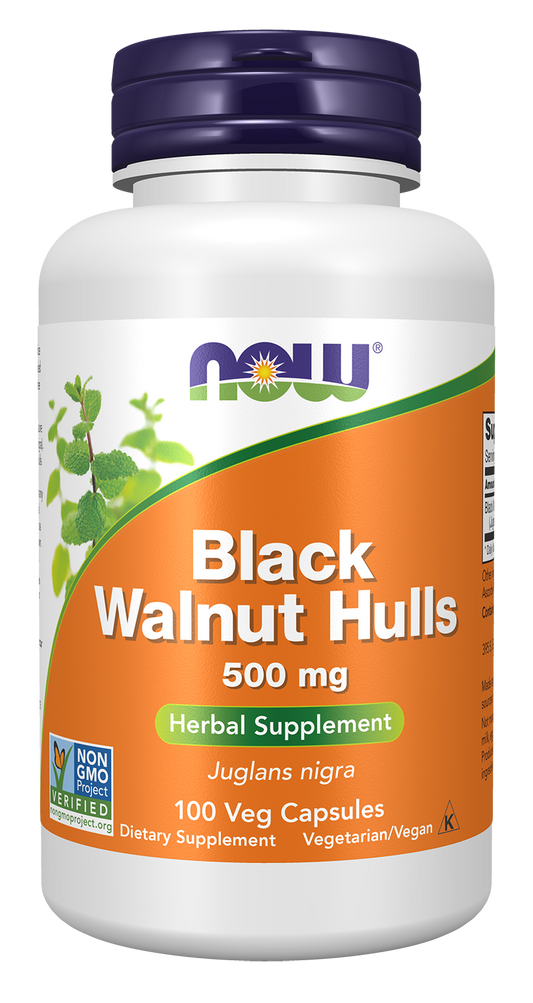 NOW Supplements, Black Walnut Hulls 500 mg, Herbal Supplement, 100 Veg Caps