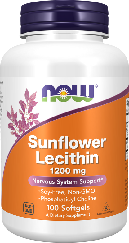 NOW Supplements, Sunflower Lecithin, Phosphatidyl Choline, 100 Softgels