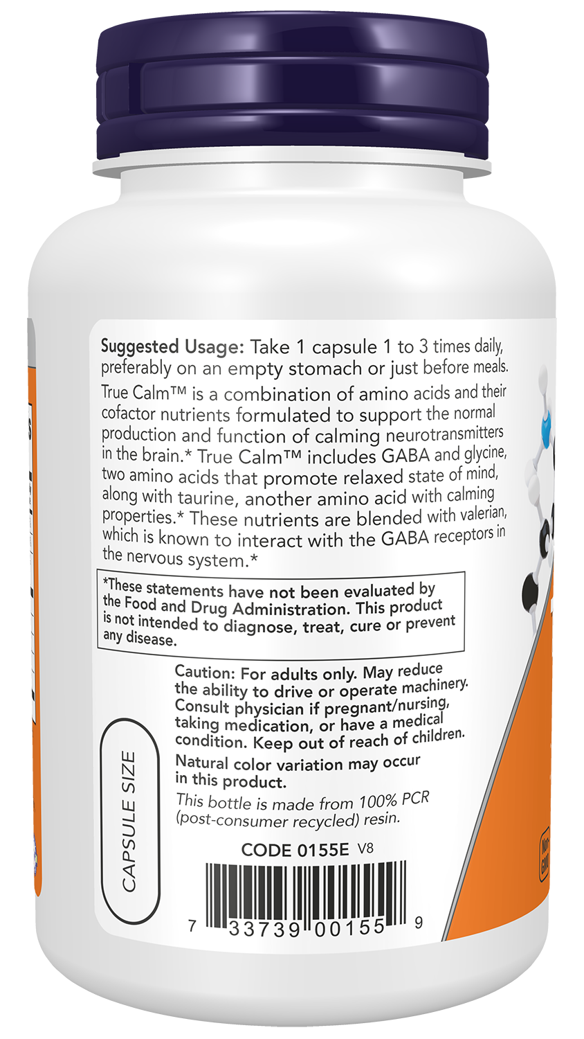 NOW Supplements, True Calm™, with Magnesium, GABA, B Vits, 90 Veg Caps