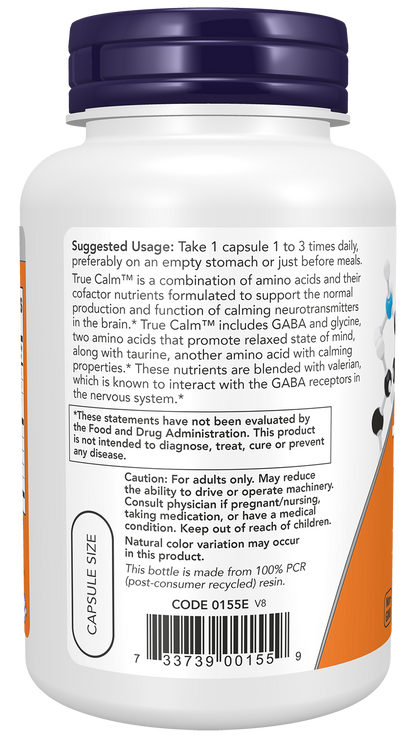 NOW Supplements, True Calm™, with Magnesium, GABA, B Vits, 90 Veg Caps