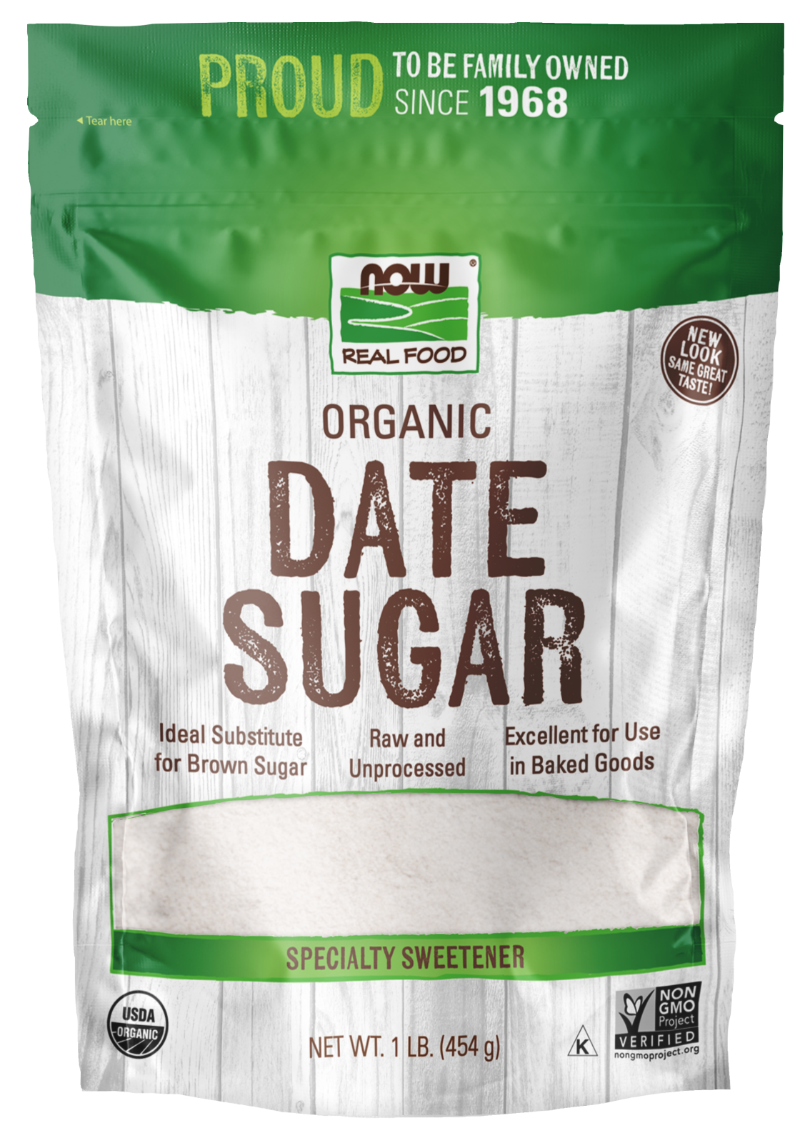 NOW Foods, Organic Date Sugar, Raw, Unprocessed, 1 lb