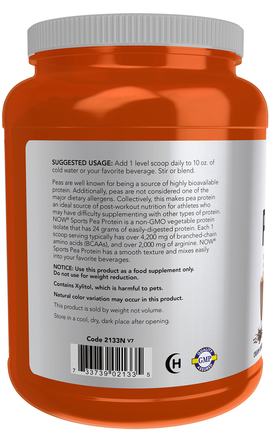 NOW Sports, Pea Protein 24 g, Easily Digested, Creamy Chocolate, 2 lbs