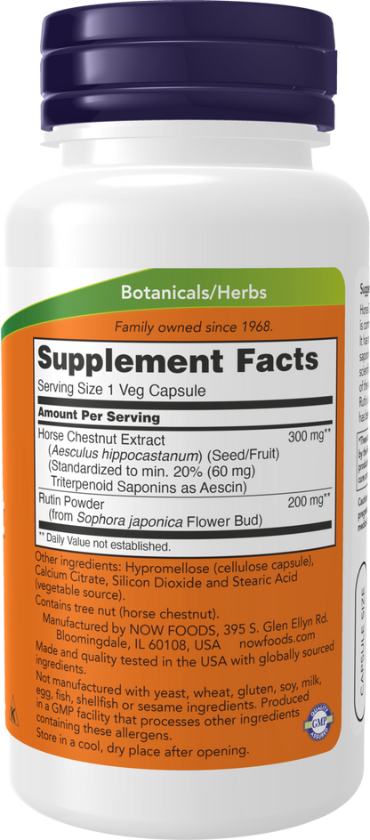 NOW Supplements, Horse Chestnut 300 mg with Added Rutin, 90 Veg Caps