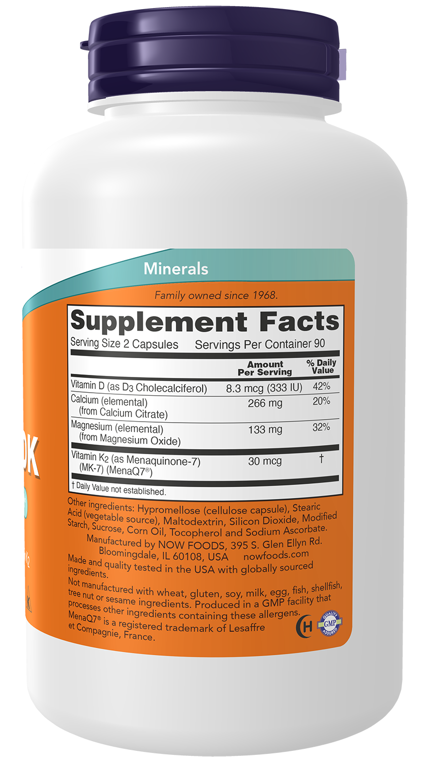 NOW Supplements, Cal-Mag DK with Vitamins D3 & K2, 180 Caps
