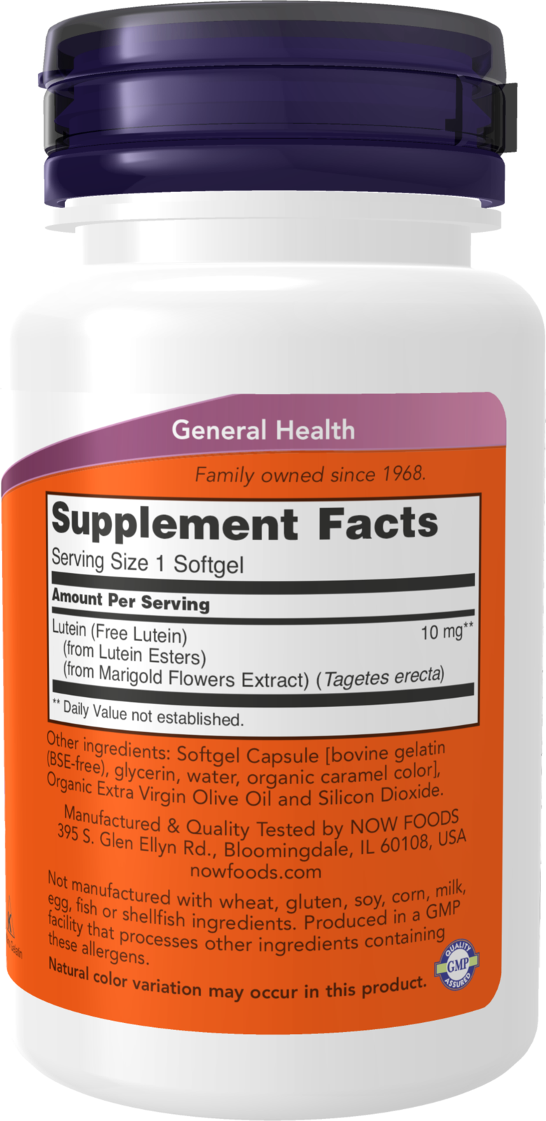 NOW Supplements, Lutein with 10 mg of Free Lutein, 60 Softgels