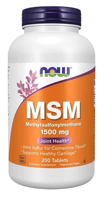 NOW Supplements, MSM 1,500 mg, Joint Health*, 200 Tabs