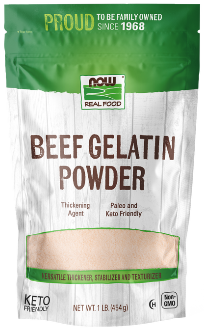 NOW Foods, Beef Gelatin Powder, Thickening Agent, 1 lb