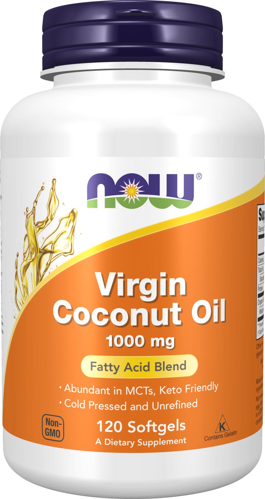 NOW Supplements, Virgin Coconut Oil 1000 mg, Cold Pressed, 120 Softgels