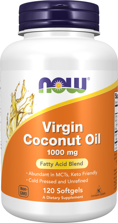 NOW Supplements, Virgin Coconut Oil 1000 mg, Cold Pressed, 120 Softgels