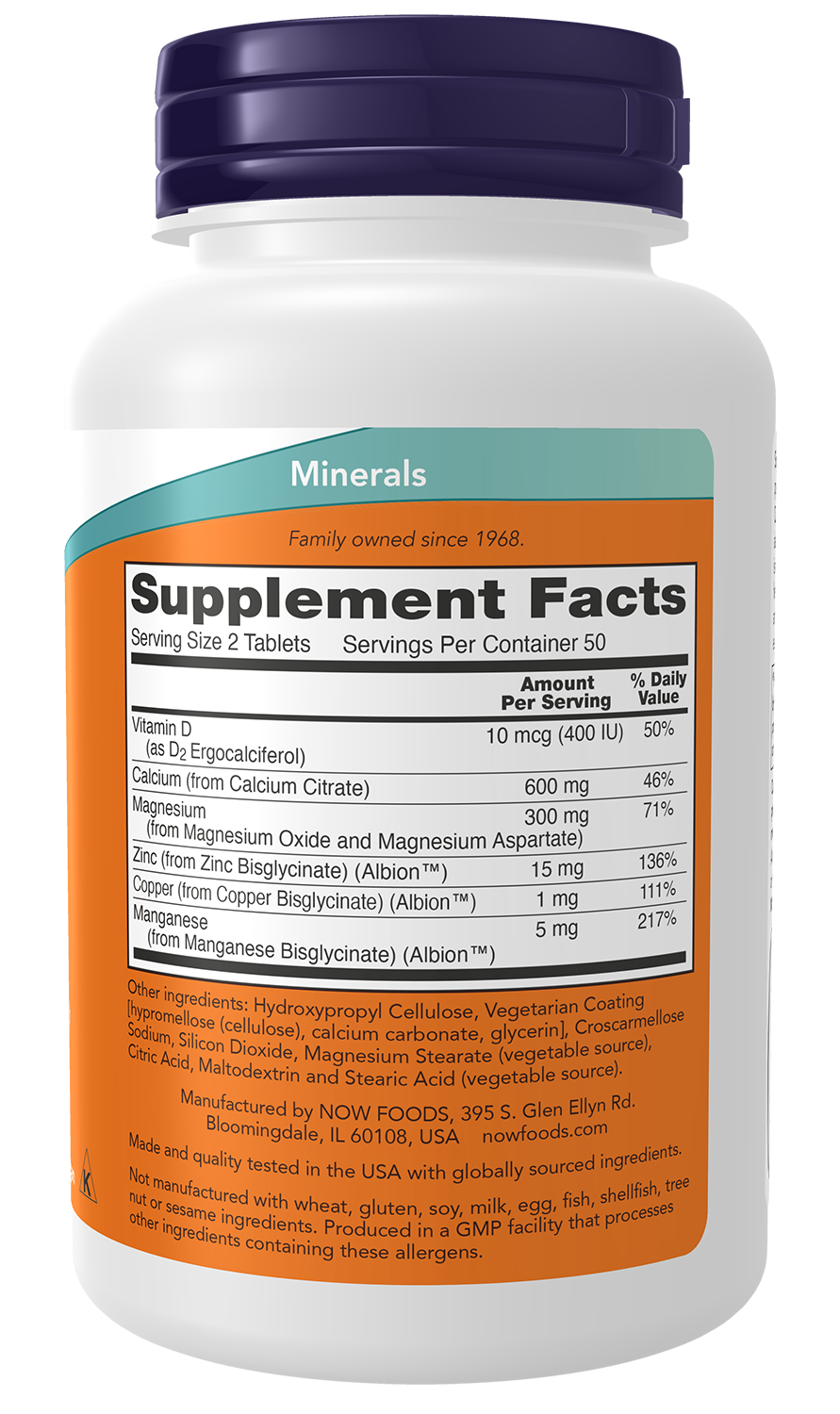 NOW Supplements, Calcium Citrate with Vit D, Magnesium, Zinc, 100 Tabs