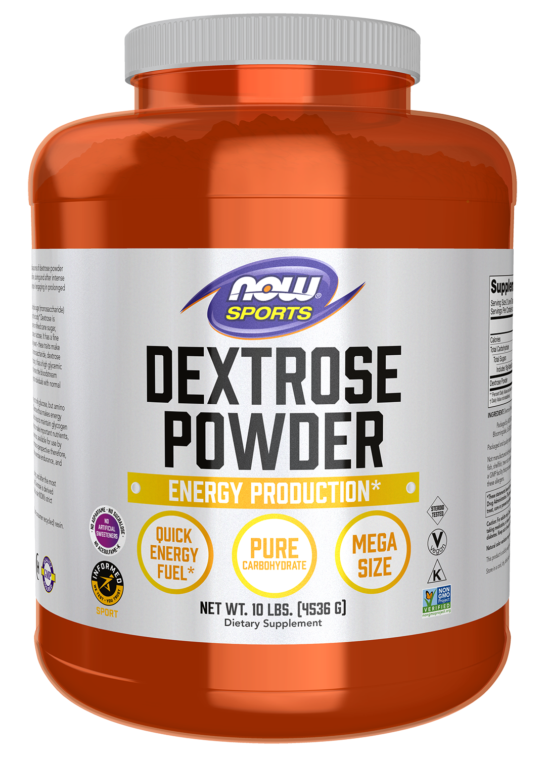 NOW Sports, Dextrose Powder, Simple Carb, Quick Energy Fuel*, 10 lbs