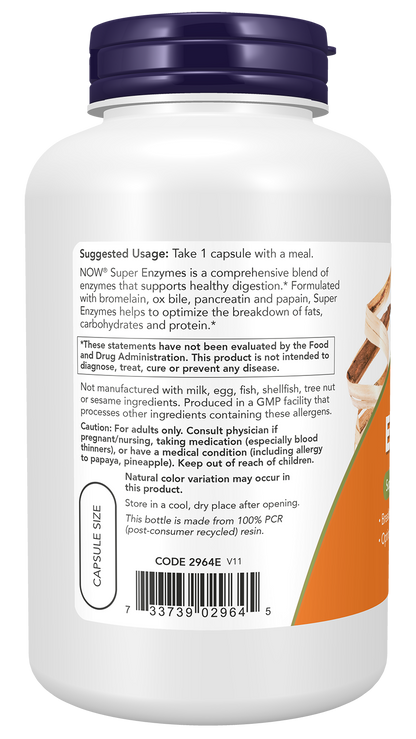 NOW Supplements, Super Enzymes, Bromelain, Ox Bile, Pancreatin, 180 Caps