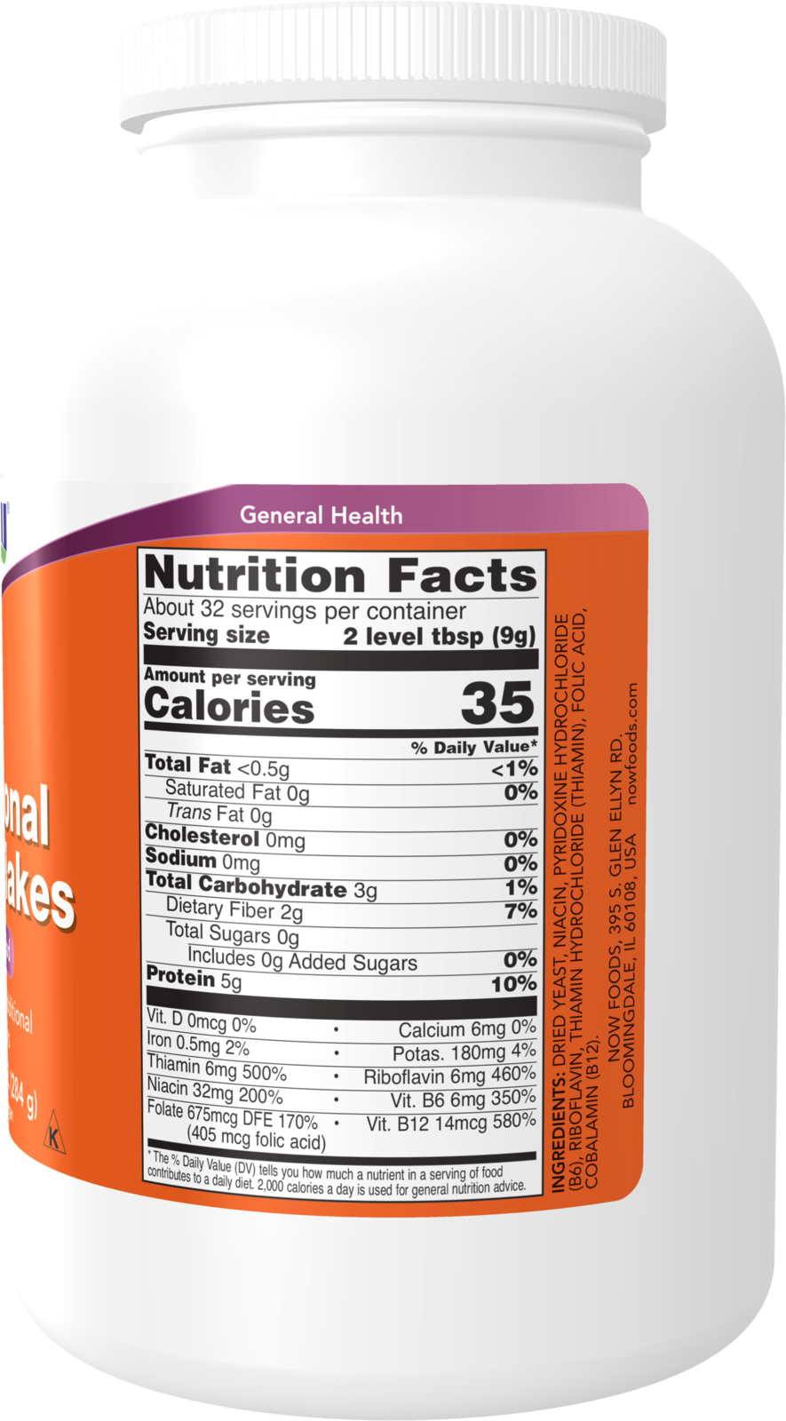 NOW Supplements, Nutritional Yeast Flakes, Fortified, 10 oz