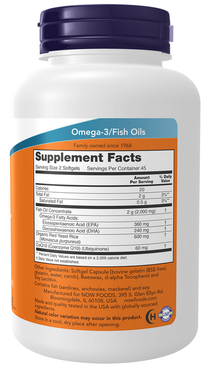 NOW Supplements, Red Omega with CoQ10, Omega-3 Fish Oil, 90 Softgels