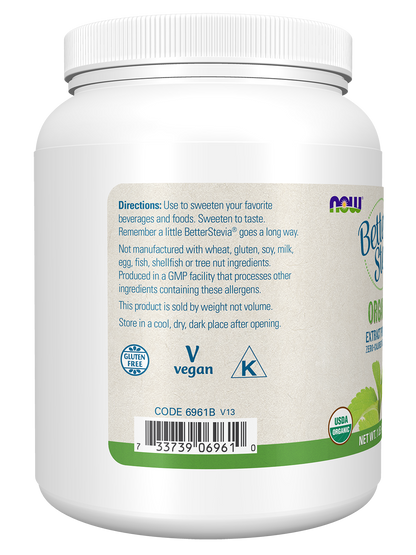 NOW BetterStevia® Organic Zero-Calorie Extract Powder, 1 lb