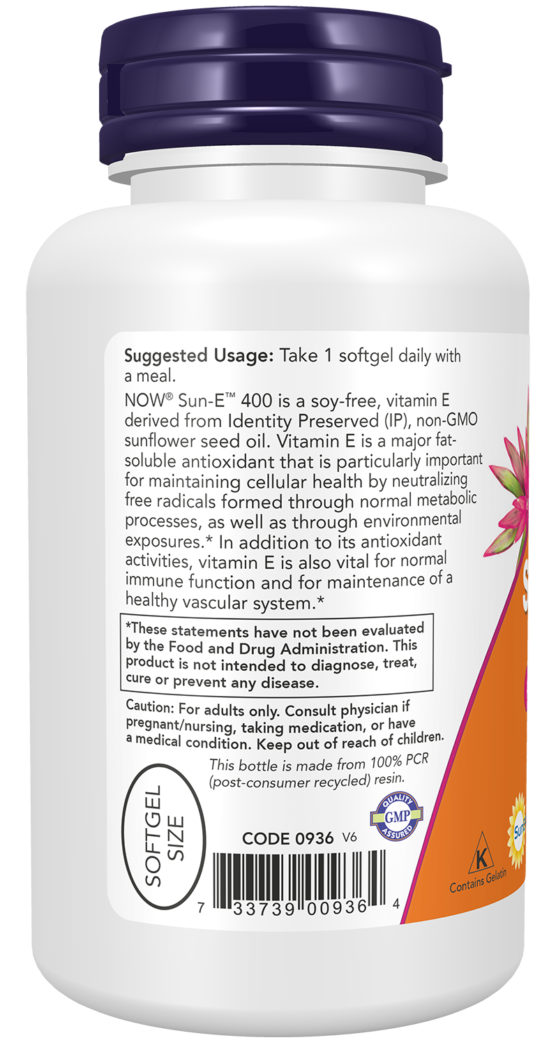 NOW Supplements, Sun-E™ 400 IU with d-alpha Tocopherol, 120 Softgels