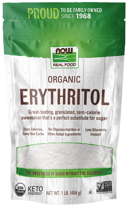 NOW Foods, Organic Erythritol, Zero-Calorie Sweetener, 1 lb