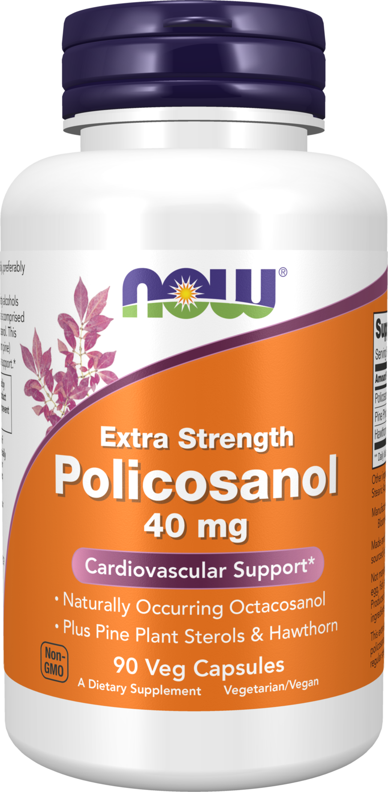 NOW Supplements, Policosanol 40 mg with Pine Plant Sterols, 90 Veg Caps