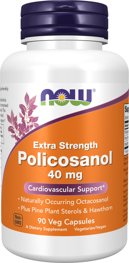 NOW Supplements, Policosanol 40 mg with Pine Plant Sterols, 90 Veg Caps