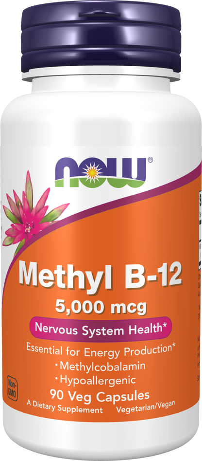 NOW Supplements, Methyl B-12 5000mcg, Hypoallergenic, 90 Veg Caps
