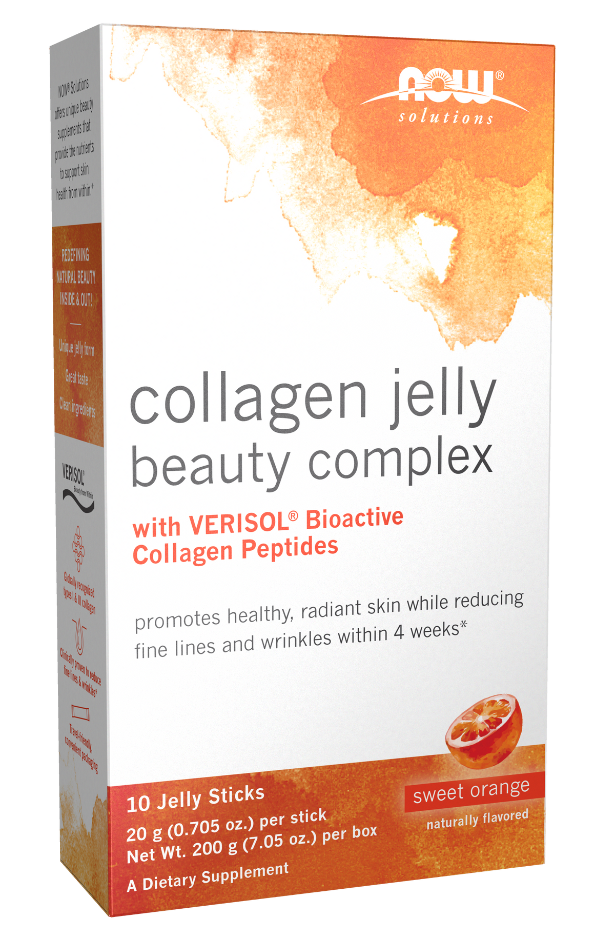 NOW Solutions, Collagen Jelly Beauty Complex, Orange, 10 Jelly Sticks